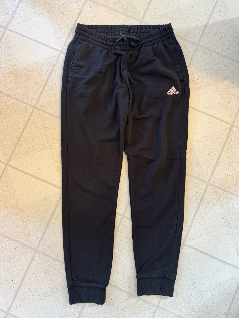 Adidas Women’s Black Jogger Sweatpants with Pink Logo